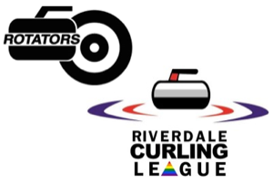 Riverdale and Rotators Curling Leagues logos